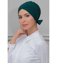Zümrüt Pratik Hazır Geçmeli Tesettür Bone Sandy Kumaş Fiyonklu Çift Taraflı Tek Çapraz 1833_37