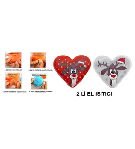 KALPLİ GEYİKLİ CEP SOBASI,EL ISITICI,2 ADET SICAK SU TORBASI PVC  9cm
