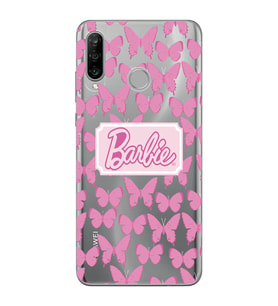 Huawei P30 Lite Uyumlu Kelebek Desenli Şeffaf Telefon Kılıfı