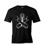 Rock Sign Hands and the Guitar Siyah Erkek Tshirt