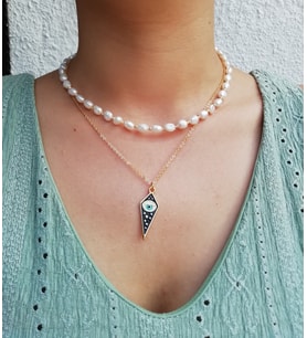 Inci Kolye, Şık Doğal Taş Kolye, Barok Inci Kolye