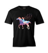 A Girl Free as Horses and Birds Siyah Erkek Tshirt