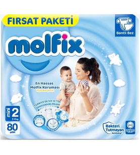 Molfix Bebek Bezi 2 Beden 3-6 KG Mini 80 Adet Fırsat Pk