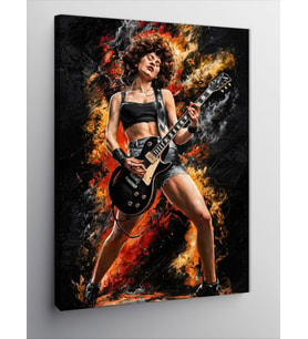 Kanvas Tablo Gitar Çalan Kadın