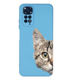 Xiaomi Redmi Note 11 Uyumlu Lansman Kılıf Catface Tasarımlı İçi Kadife Kapak-Lila (Şeffaf)