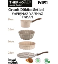 Thermoad 4'Lü Vizon Set (Sosluk&Sütlük-Kek -Tart Kalıbı-Emojili Pankek Tavası) (VIZON-KAHVE)