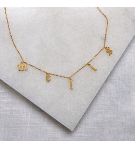 Kişiye Özel Old English Font Tasarım İsim Kolye 925K Gümüş (Gold)