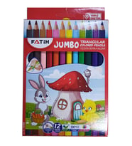 12 li Jumbo Üçgen Kuru Boya Triangular 1 Paket Jumbo Üçgen Boya Kalemi 12 Renk Kuruboya (Çok Renkli)