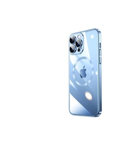 Apple iPhone 14 Pro Max Uyumlu Kılıf Wireless Şarj Özellikli Sert PC Zore Riksos M-safe Kapak (Mavi)