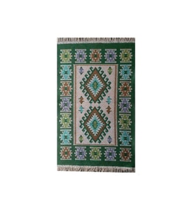Algelsineve Çift Taraflı Eşme Desen Antik Kilim, yeşil