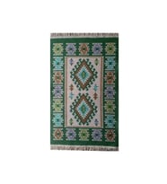 Algelsineve Çift Taraflı Eşme Desen Antik Kilim, yeşil