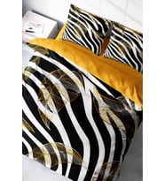 Lastikli Çarşaflı %100 Pamuk Saten Çift Kişilik Nevresim Takımı Zebra Feather