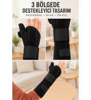 Metal Destekli El Bilekliği Başparmak Destekli Uzun Bilek Ateli Standart Beden