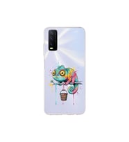 Vivo Y20S ile Uyumlu Splash Bukalemun Tasarımlı Şeffaf Silikon Kılıf