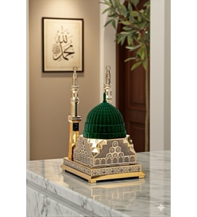 Zirkon Taşlı Çift Minareli Mescid-i Nebevi Dekoratif Biblo 15x26 cm