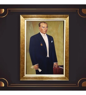 Özel Seri Paspartulu Çerçeveli Atatürk Tablo l705 (Gold)