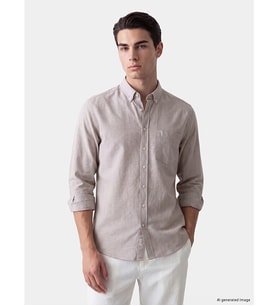 LCWAIKIKI Classic Mürdüm Regular Fit Çizgili Gabardin Erkek Gömlek