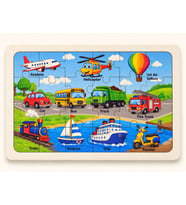 Taşıtlar - 24 Parça Ahşap Puzzle