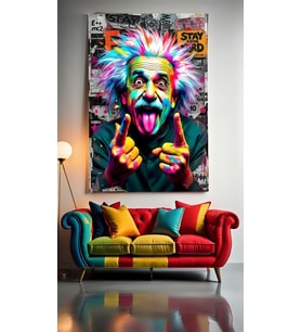 MODERN SOYUT SANAT Albert Einstein II Ev Duvar Salon  Dekarasyon Kanvas Tablo (Akçaağaç)