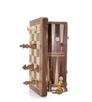 Ahşap Mıknatıs Taşlı Tavla Ve Satranç Seti 36cm