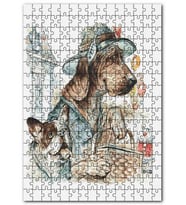 Cakapuzzle Şapkalı  Kıyafetli Köpekler Pikniğe Gidiyor Puzzle Yapboz MDF (Ahşap) (120 Parça)