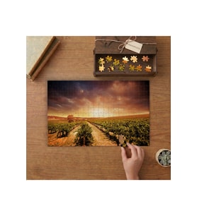 Üzüm Bağı Tarlası - Günbatımı Tasarımı 240 parça Ahşap Puzzle Ahşap Kutuda MP03309