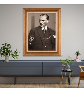 Altın Varaklı Paspartulu Çerçeveli Tablo hb551
