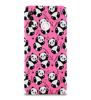 Huawei P 30 Lite Uyumlu Lansman Kılıf Panda Tasarımlı İçi Kadife Neon Pembe Kapak (Şeffaf)