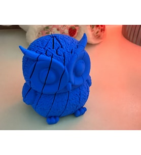 3D Baskı Hareketli Baykuş Figürü - Eklemli Flexi Oyuncak - Mavi