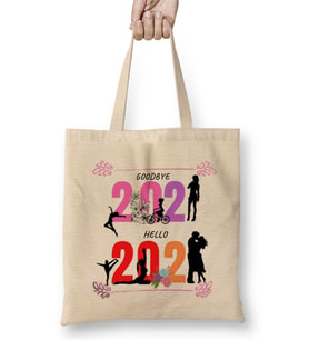 love girl yoga Goodbye 2021 Hello 2022 for women Bez Çanta Uzun Saplı