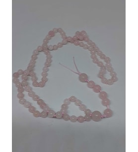 Pembe Kuvars Taşı Tesbih 6mm 99luk Ara Düğümlü El Yapımı