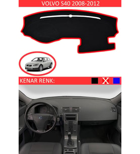 Volvo S40 2008-2012 Için Uygun Torpido Koruma Halısı Siyah Kenar Renk Kırmızı