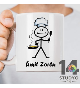 Stüdyo 14 Kişiye Özel İsim Soyisim Tasarımlı Aşçı Çöp Adam Tasarımlı ( Arkadaşa Hediye )