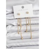 Topçuk Model Gold Renk Pirinç Sallantılı Kadın Küpe Seti - TJ-BKP11469
