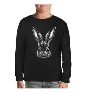 Hayvan - Tavşan Siyah Çocuk Sweatshirt