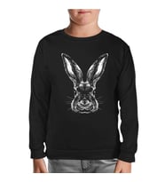 Hayvan - Tavşan Siyah Çocuk Sweatshirt