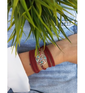Nazar Boncuklu Wrap Bileklik Bordo