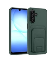 Coverzone Samsung Galaxy A17 ile Uyumlu K?l?f Z-Bikart Kart B�lmeli Standl? Kilif, Deri Dokulu Y�zey, Darbe Emici Kenar Koruma, Arka Kapak Tasar?m? Galaxy A17 kilif Koyu Ye?il