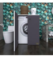 Kenzlife çamaşır makinesi dolabı kapaklı tatyana gri 90*70*60 banyo ofis kapaklı arkalıksız (Karışık)