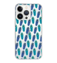 PrintiFy iPhone 13 Pro ile Uyumlu 1mm Slim Fit Nazar Boncuğu 4 Baskılı Şeffaf  Kılıf