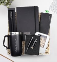 Kişiye Özel Siyah Mat Roller Kalem & 10000Mah Siyah Powerbank & Siyah Defter & 32 gb Usb Siyah Kalem & 280 ML Kulplu Siyah Çelik Termos Hediye Seti