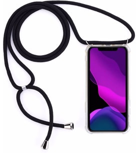 Samsung Galaxy j7 Prime Şeffaf Boyun -Omuz Askılı İpli Kılıf (Siyah)