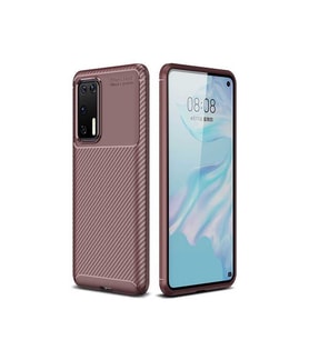 Huawei P40 Kılıf Esnek Soft Karbon Tasarım Legion Serisi (Kahverengi)