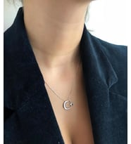 Rodium Kaplama Ayyıldız Gümüş Kolye (Karışık)