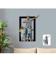 BK Gift Kişiye Özel Tam Boy Baba ve Oğullar Karikatürlü 3D Ahşap Tablo-1