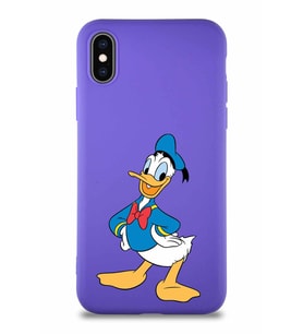 Apple iPhone XS Soft Premier Kapak Donald Duck-C Tasarımlı Silikon Kılıf - Mor (Şeffaf)