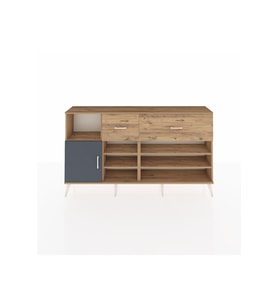 Arges Konsol 6 Raflı 2 Çekmeceli Tek Kapaklı  176x30x99 Çam-Antrasit/Çam