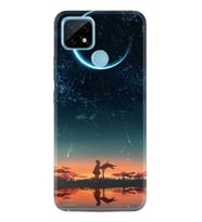 Realme C11 C21 C21Y C25Y C11 2021 Kılıf Desemli Silikon Ay ve Kız 1720
