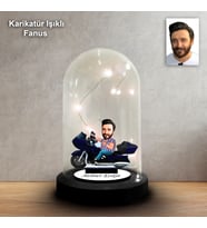 KİŞİYE ÖZEL TRABZONLU MOTORCU TASARIMLI IŞIKLI KARİKATÜR FANUS BİBLO FN146
