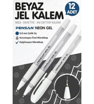 Pensan NEON JEL Kalem - Tükenmez Kalem 1 mm Beyaz 12 li -T384